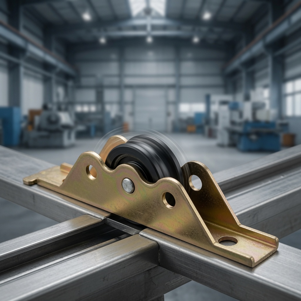 Heavy Duty Steel Sliding Door Roller in Industrial Setting